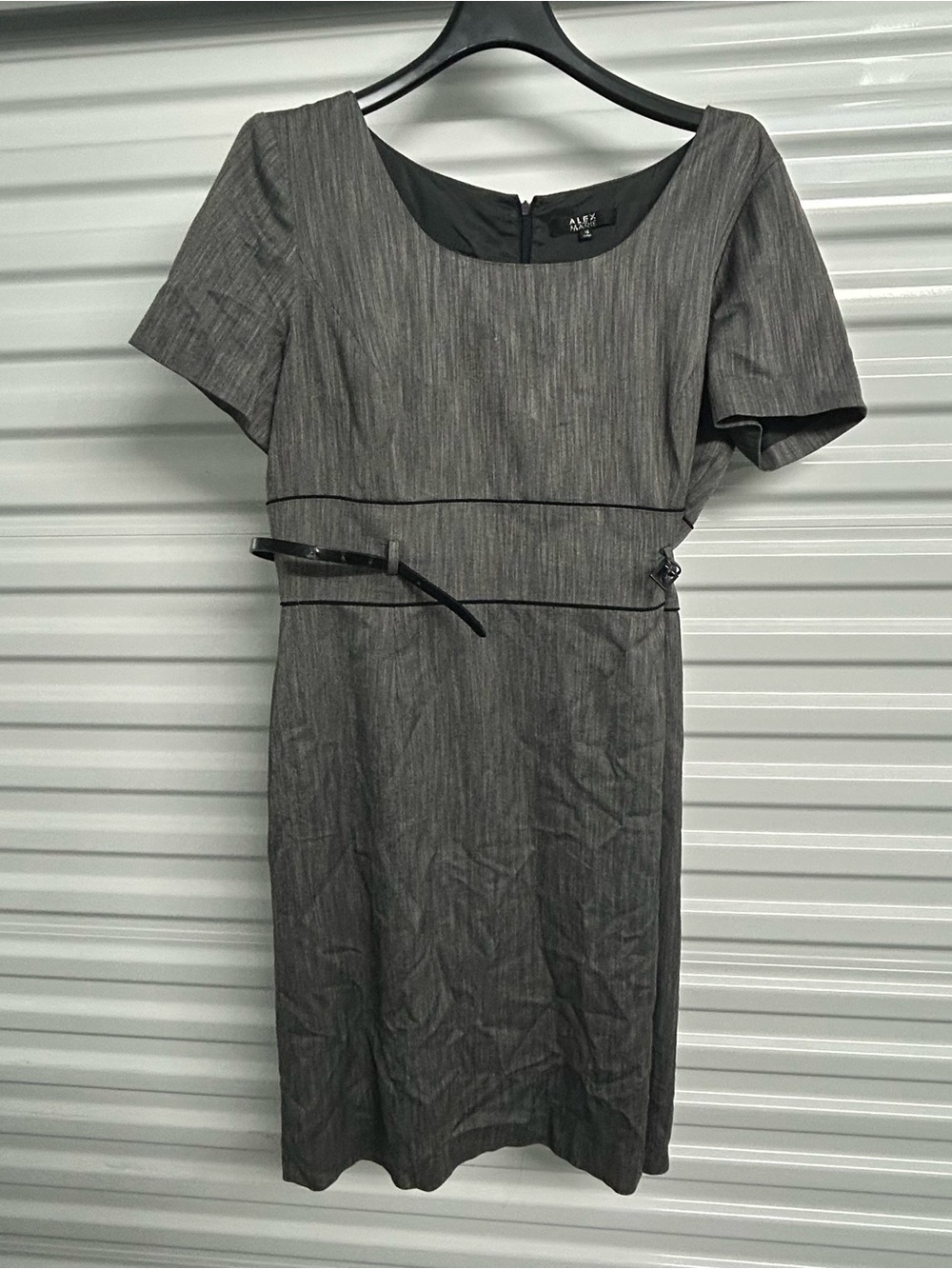 Alex Marie Gray Short-Sleeve Sheath Midi Dress
